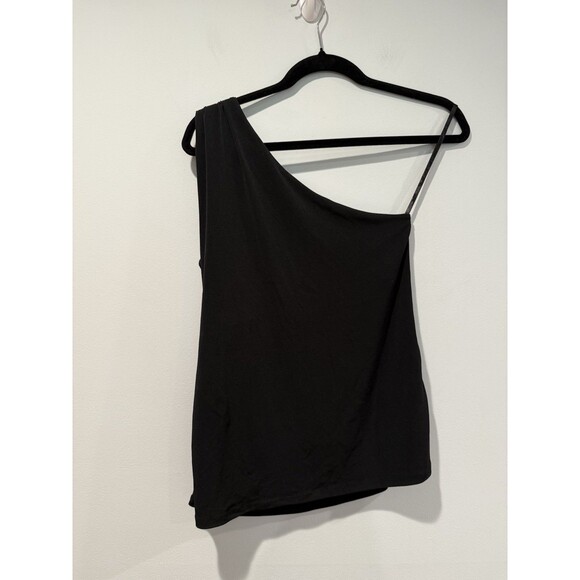 Loft One Shoulder Top Womens Small Black Stretch Shelf Bra Going Out Workwear - Picture 1 of 5